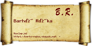 Barhó Réka névjegykártya